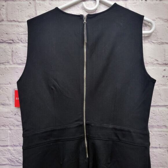 NWT Spanx Perfect Sleeveless Jumpsuit Sz L Tall Black Stretch Flare Leg Zip Back - Picture 9 of 10